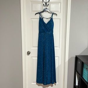 blue, long prom dress, emerald sundae